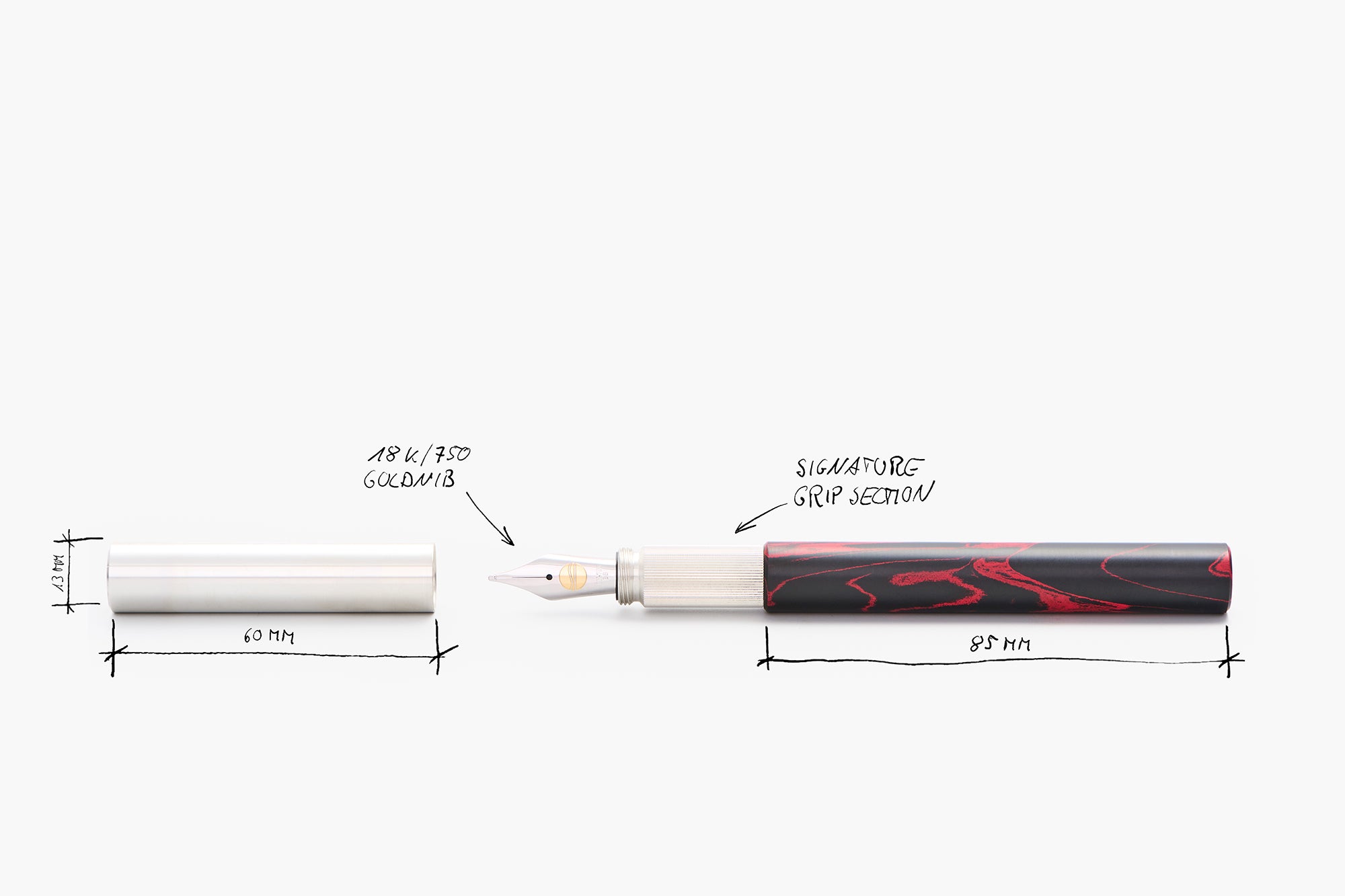 LONGCAP, Ebonit "50% Red", THE NINE 2026, Füllfederhalter, handgefertigt