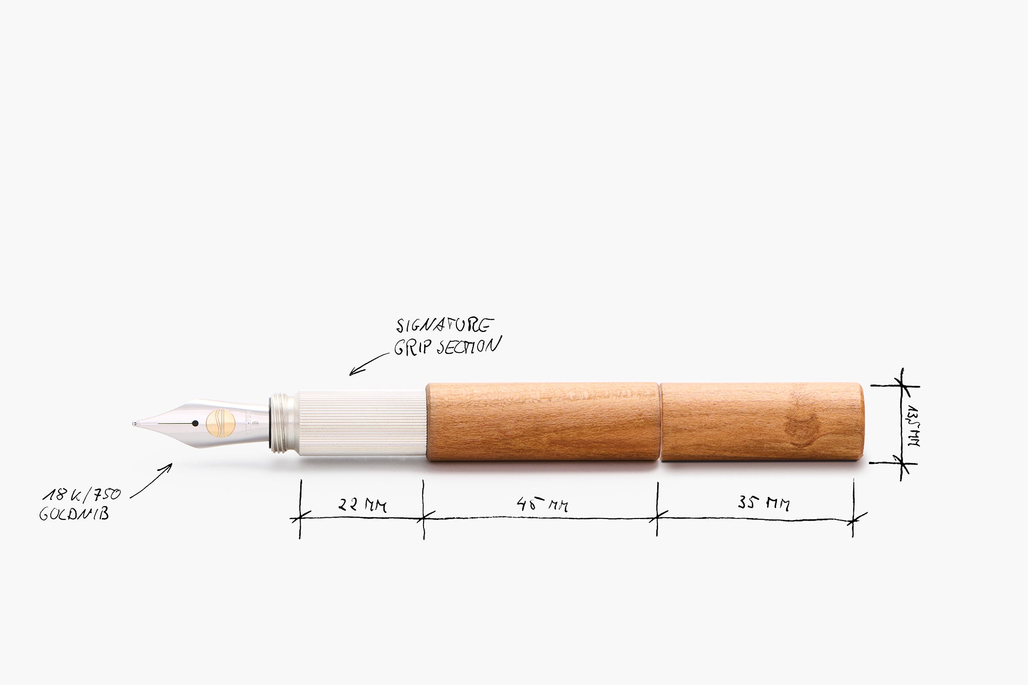 POCKETMASTER, Walnuss & Silber, THE NINE 2026, Taschenfüllfederhalter, handgefertigt