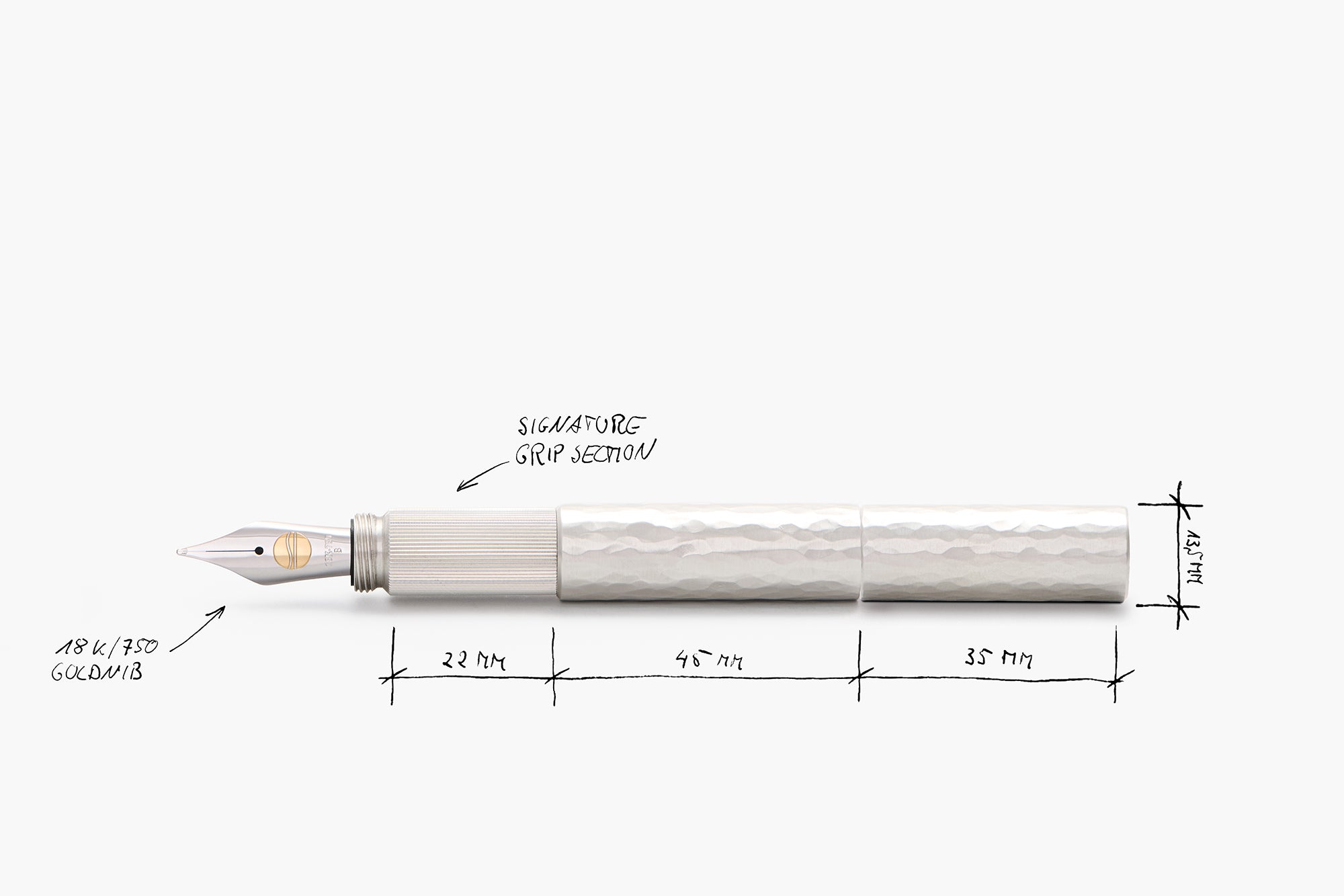 POCKETMASTER, Silber Hammerschlag, THE NINE 2026, Taschenfüllfederhalter, handgefertigt